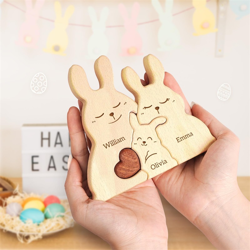 Деревянные пазлы «Семья зайчик – обзор и цена Kids Toys Names